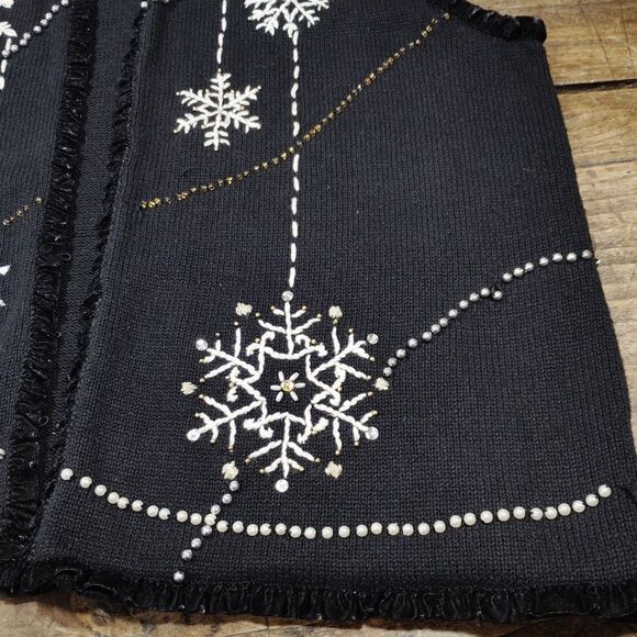 Vintage Designers Original 1X Christmas Sweater Vest Open Front Snowflake - Picture 7 of 8